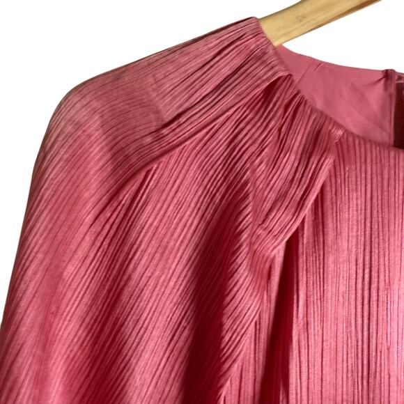 Veronica Beard Gracelynn Pink Ruched Satin Balloon Sleeve Mini Dress Size 0 - Picture 8 of 16